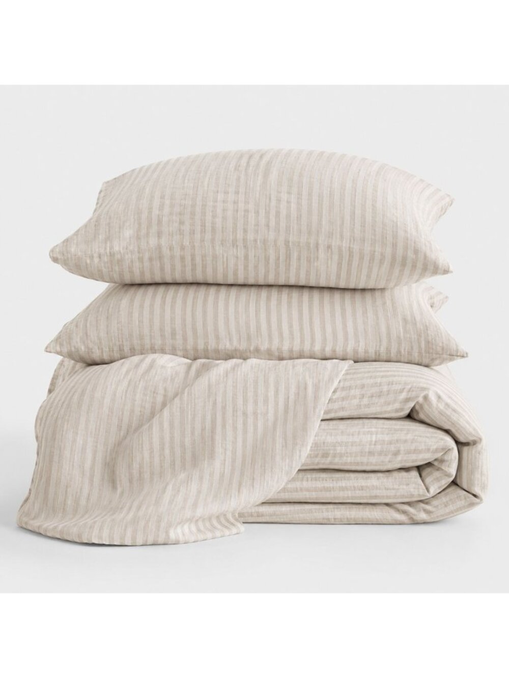 S34 | Quince European Linen Duvet Cover Set King Cal King Natural/White Stripe N - Picture 5 of 13